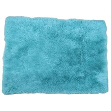 Podložka s vysokým vlasom protišmyková tyrkysová 100 x 70 cm